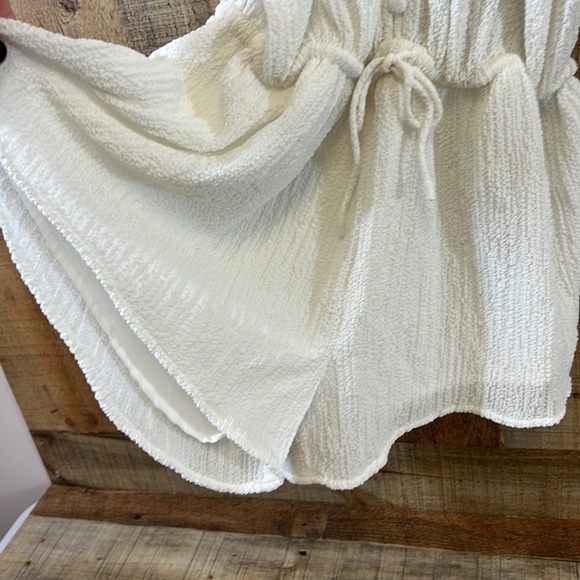 Sabo Romper Elasa Womens Small White Button Short Sleeve Textured Crinkle Swim - Picture 3 of 16